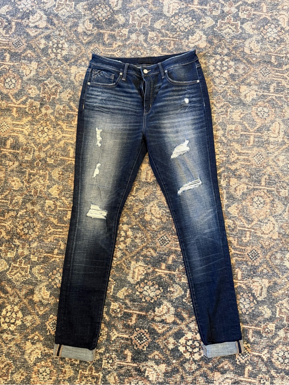 Buckle Dark Wash Distressed Skinny Jeans